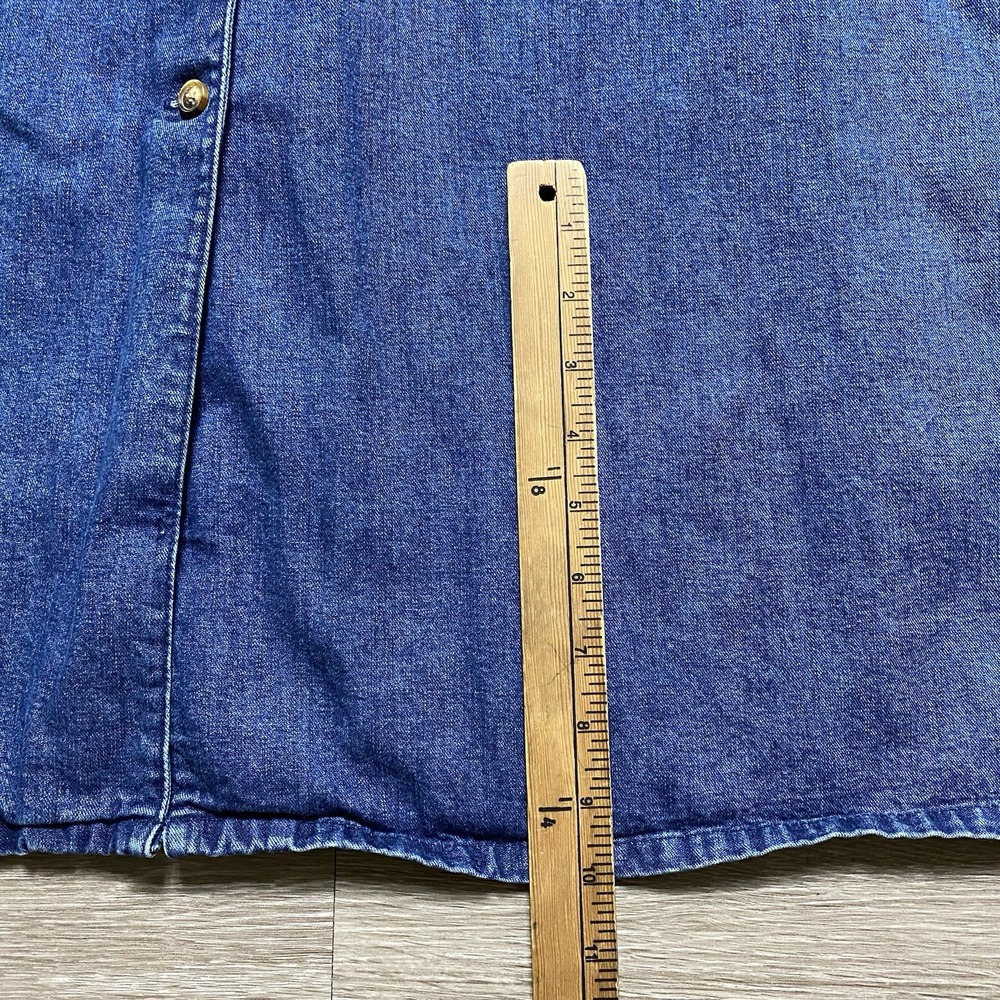 Vintage Orvis Western Denim Dress Women's 12 Blue Long Modest Prairie Pintuck - Picture 6 of 7
